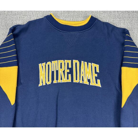 Vintage Notre Dame Fighting Irish Sweatshirt Sz XL Blue NCAA Football Starter - Picture 2 of 15